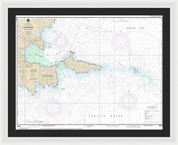 Nautical Chart-16442 Kiska Harbor-approaches - Framed Print