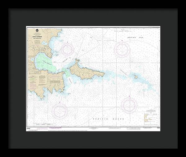 Nautical Chart-16442 Kiska Harbor-approaches - Framed Print