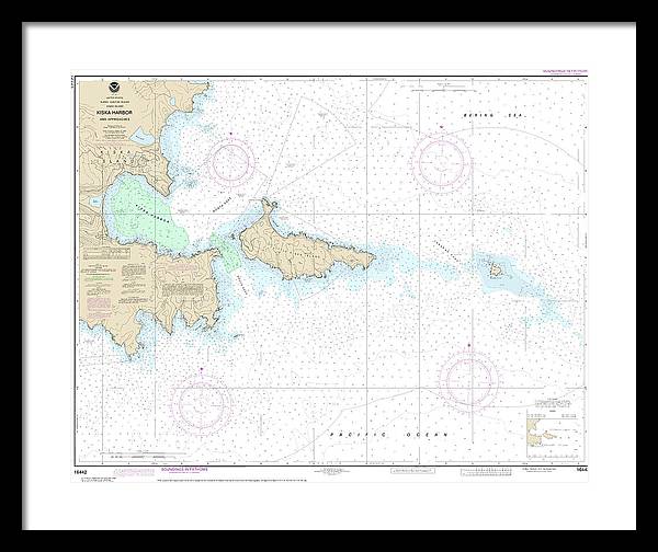 Nautical Chart-16442 Kiska Harbor-approaches - Framed Print