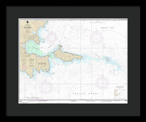 Nautical Chart-16442 Kiska Harbor-approaches - Framed Print