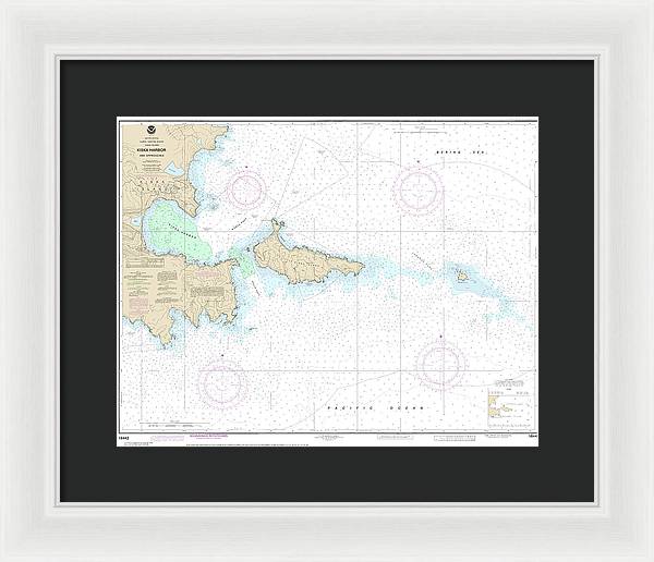 Nautical Chart-16442 Kiska Harbor-approaches - Framed Print