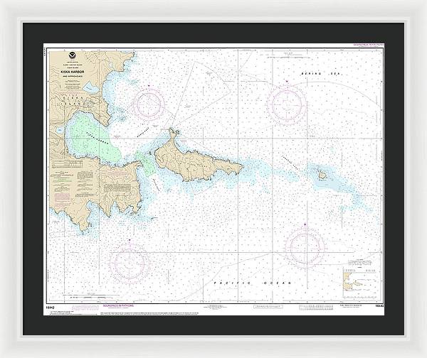 Nautical Chart-16442 Kiska Harbor-approaches - Framed Print