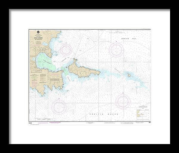 Nautical Chart-16442 Kiska Harbor-approaches - Framed Print