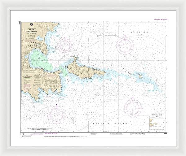 Nautical Chart-16442 Kiska Harbor-approaches - Framed Print