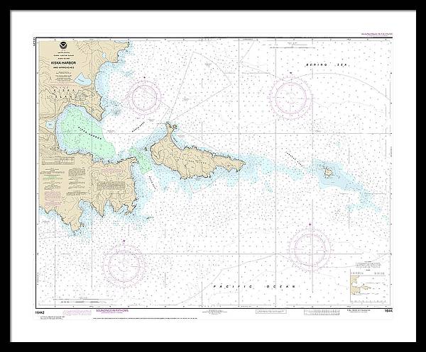 Nautical Chart-16442 Kiska Harbor-approaches - Framed Print