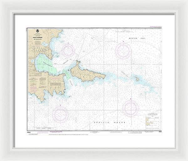 Nautical Chart-16442 Kiska Harbor-approaches - Framed Print