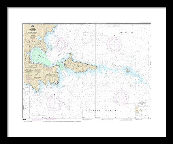 Nautical Chart-16442 Kiska Harbor-approaches - Framed Print