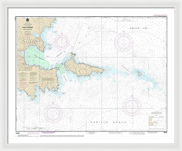 Nautical Chart-16442 Kiska Harbor-approaches - Framed Print