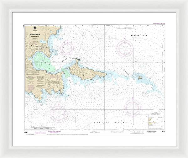 Nautical Chart-16442 Kiska Harbor-approaches - Framed Print