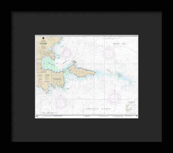 Nautical Chart-16442 Kiska Harbor-approaches - Framed Print