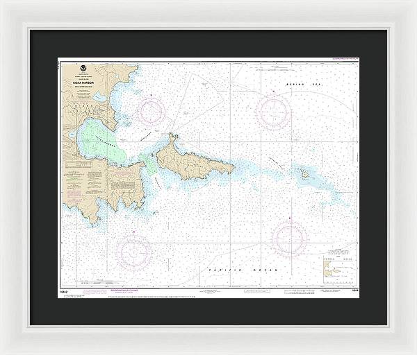 Nautical Chart-16442 Kiska Harbor-approaches - Framed Print