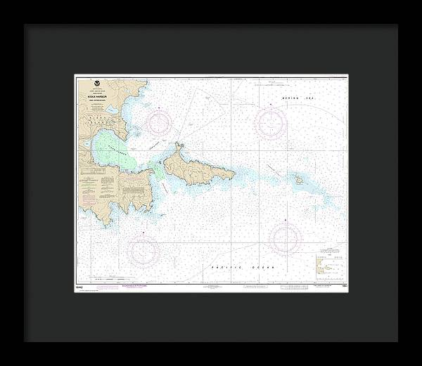 Nautical Chart-16442 Kiska Harbor-approaches - Framed Print