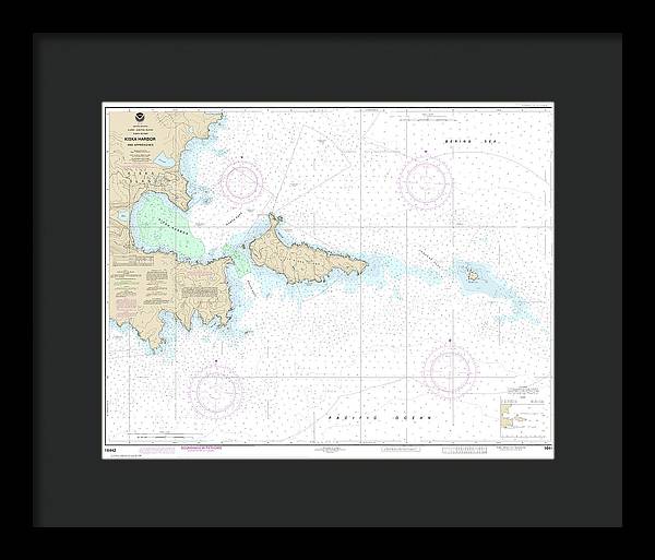 Nautical Chart-16442 Kiska Harbor-approaches - Framed Print