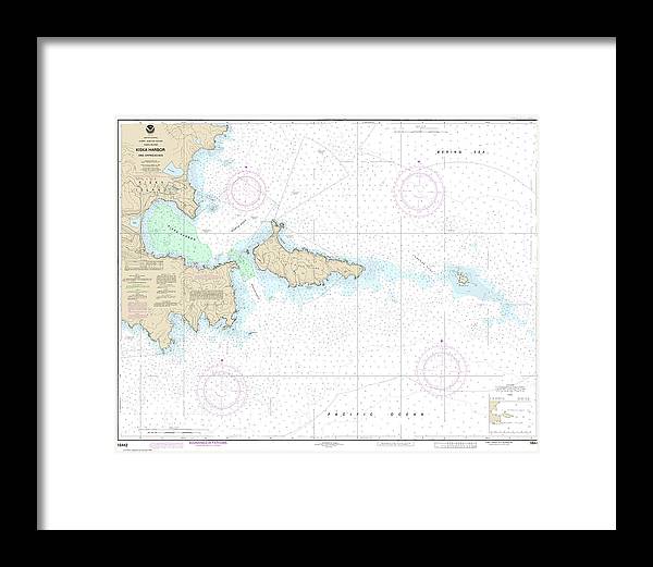 Nautical Chart-16442 Kiska Harbor-approaches - Framed Print