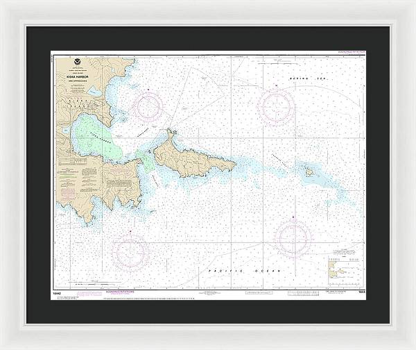 Nautical Chart-16442 Kiska Harbor-approaches - Framed Print