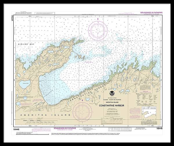 Nautical Chart-16446 Constantine Harbor, Amchitka Island - Framed Print