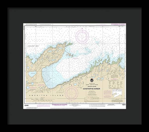 Nautical Chart-16446 Constantine Harbor, Amchitka Island - Framed Print