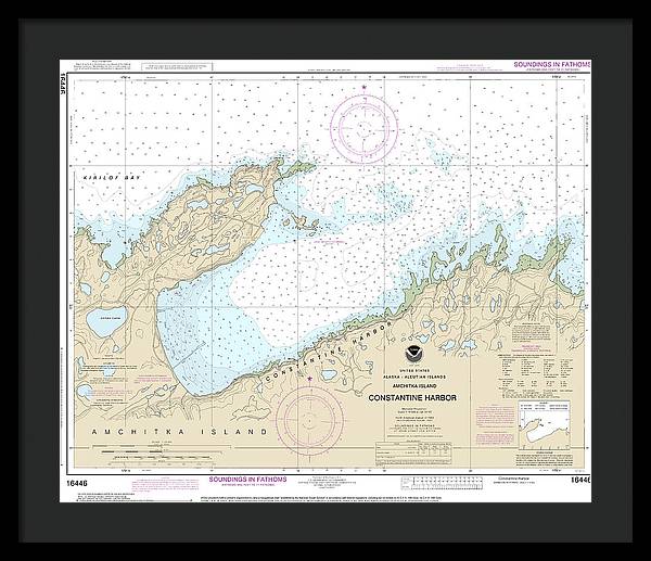 Nautical Chart-16446 Constantine Harbor, Amchitka Island - Framed Print