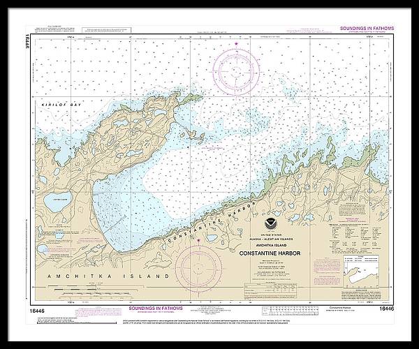 Nautical Chart-16446 Constantine Harbor, Amchitka Island - Framed Print