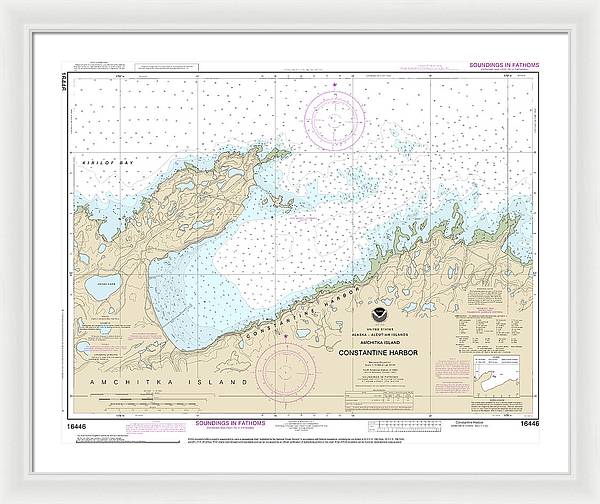 Nautical Chart-16446 Constantine Harbor, Amchitka Island - Framed Print