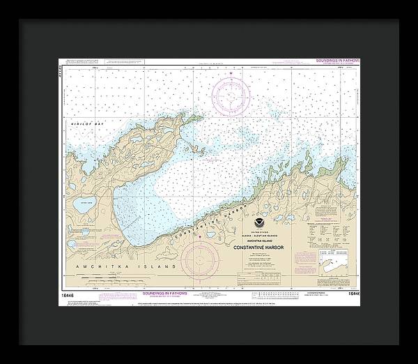 Nautical Chart-16446 Constantine Harbor, Amchitka Island - Framed Print