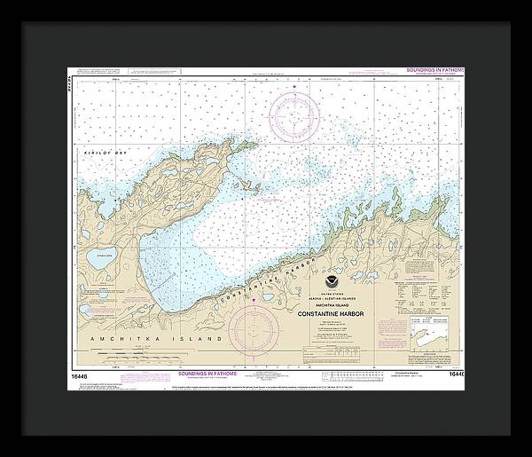 Nautical Chart-16446 Constantine Harbor, Amchitka Island - Framed Print