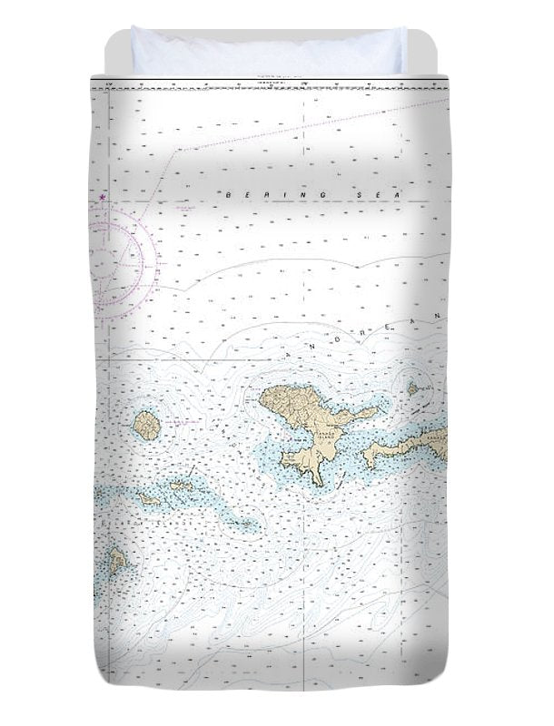 Nautical Chart-16460 Igitkin Ls-semisopochnoi Island - Duvet Cover