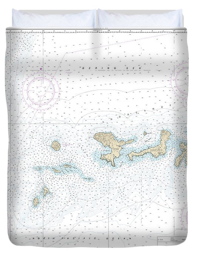 Nautical Chart-16460 Igitkin Ls-semisopochnoi Island - Duvet Cover