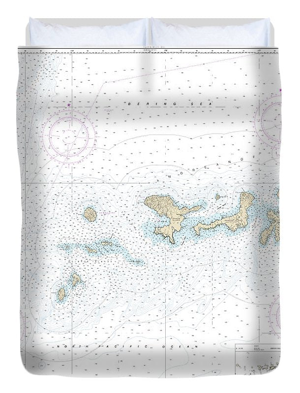 Nautical Chart-16460 Igitkin Ls-semisopochnoi Island - Duvet Cover