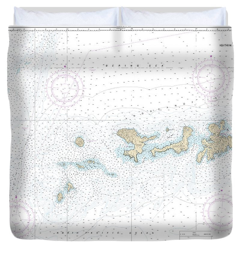 Nautical Chart 16460 Igitkin Ls Semisopochnoi Island Duvet Cover