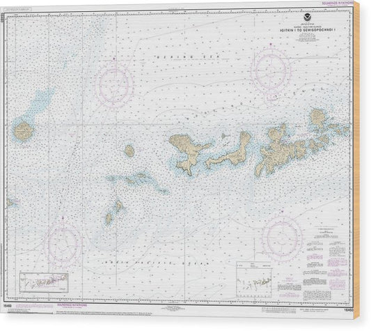 Nautical Chart-16460 Igitkin Ls-Semisopochnoi Island Wood Print