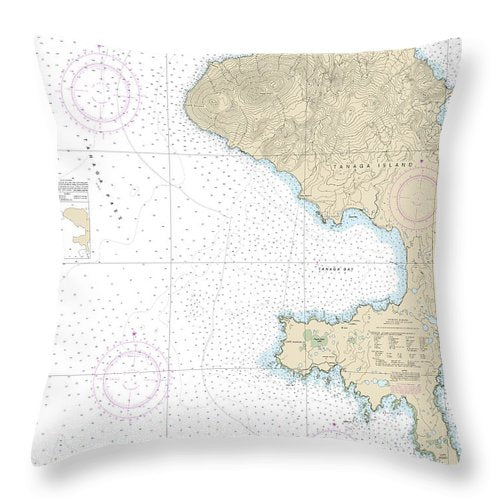 Nautical Chart-16462 Andrenof Islands Tanga Bay-approaches - Throw Pillow