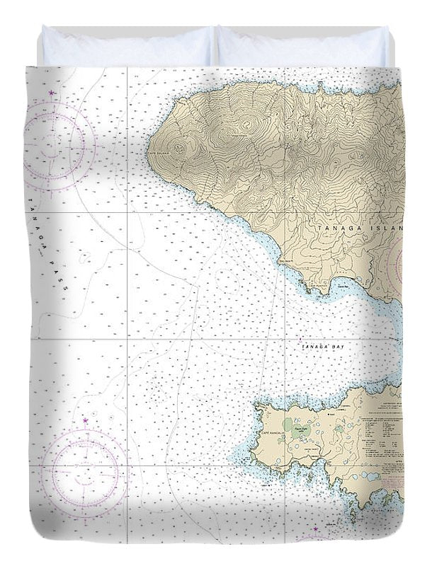 Nautical Chart-16462 Andrenof Islands Tanga Bay-approaches - Duvet Cover
