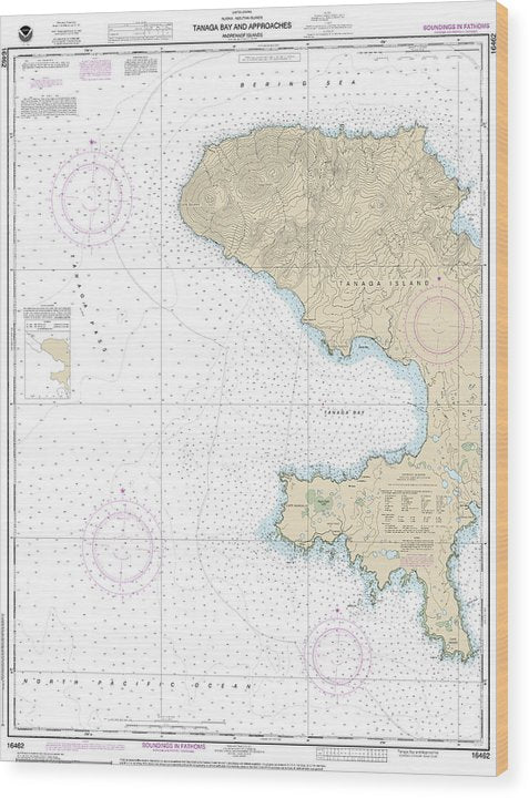 Nautical Chart-16462 Andrenof Islands Tanga Bay-Approaches Wood Print