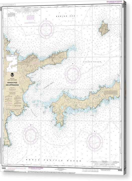 Nautical Chart-16463 Kanaga Pass-Approaches  Acrylic Print