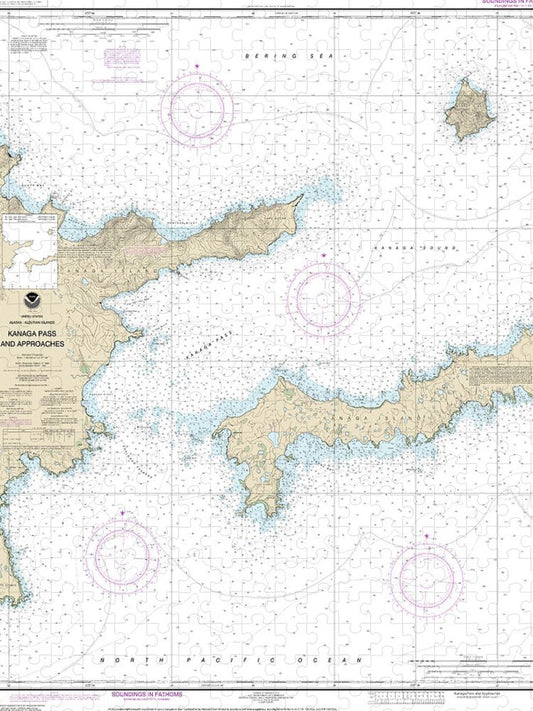 Nautical Chart 16463 Kanaga Pass Approaches Puzzle