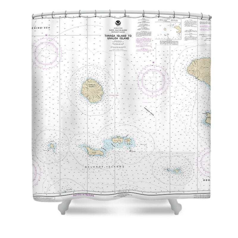 Nautical Chart 16465 Tanaga Island Unalga Island Shower Curtain