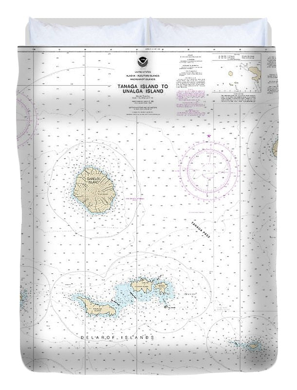 Nautical Chart-16465 Tanaga Island-unalga Island - Duvet Cover