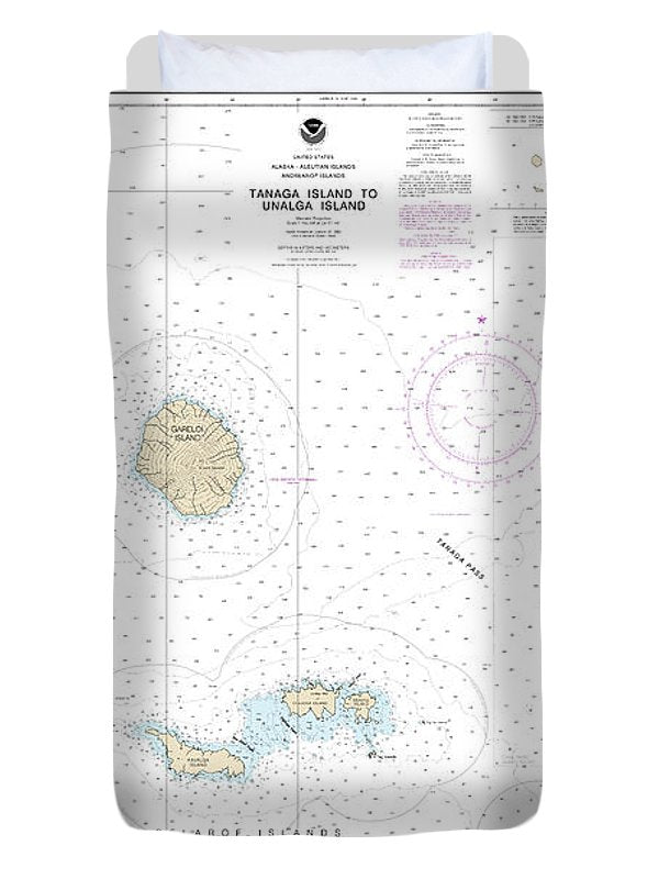 Nautical Chart-16465 Tanaga Island-unalga Island - Duvet Cover