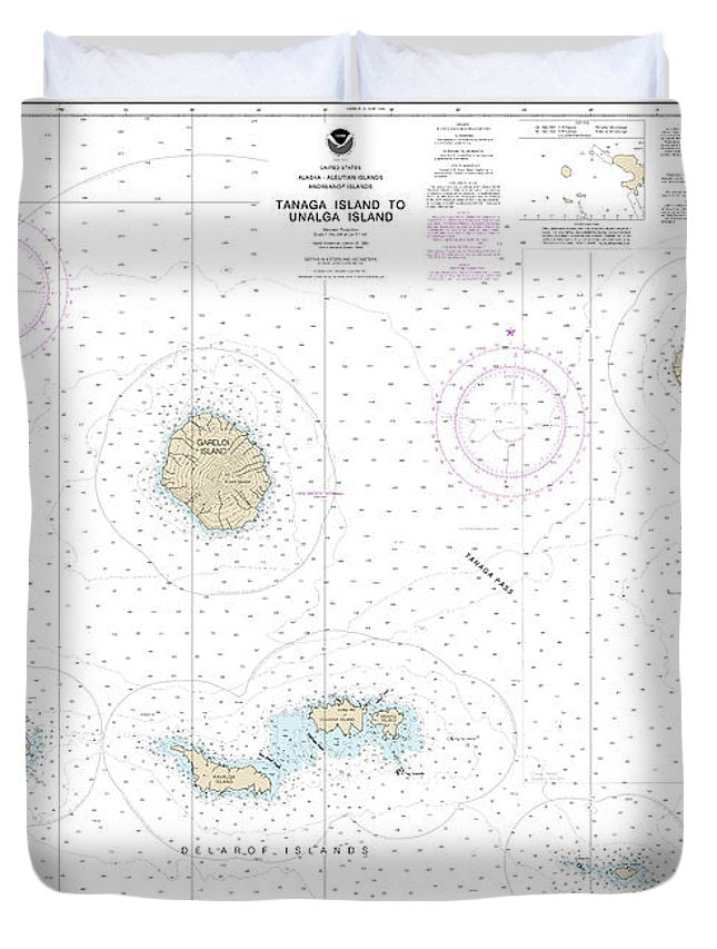 Nautical Chart-16465 Tanaga Island-unalga Island - Duvet Cover