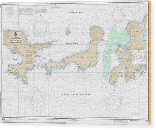Nautical Chart-16467 Adak Island-Tanaga Island Wood Print