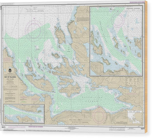 Nautical Chart-16474 Bay-Islands, Aranne Channel, Hell Gate Wood Print