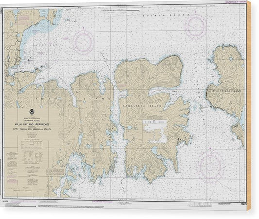 Nautical Chart-16475 Kuluk Bay-Approaches, Including Little Tanaga-Kagalaska Strs Wood Print