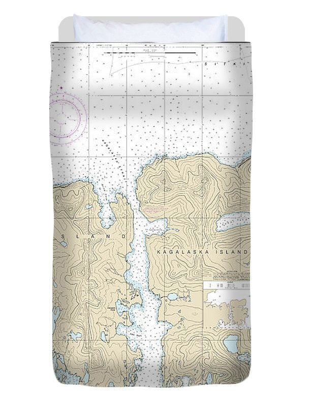 Nautical Chart-16475 Kuluk Bay-approaches, Including Little Tanaga-kagalaska Strs - Duvet Cover
