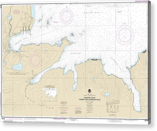 Nautical Chart-16476 Sweeper Cove, Finger-Scabbard Bays  Acrylic Print