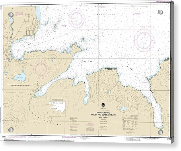 Nautical Chart-16476 Sweeper Cove, Finger-scabbard Bays - Acrylic Print