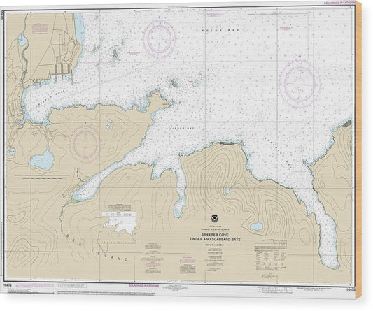 Nautical Chart-16476 Sweeper Cove, Finger-Scabbard Bays Wood Print