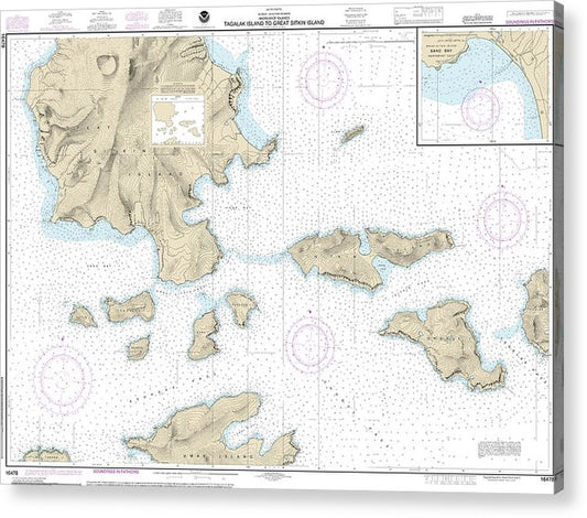 Nautical Chart-16478 Tagalak Island-Great Sitkin Island, Sand Bay-Northeast Cove  Acrylic Print
