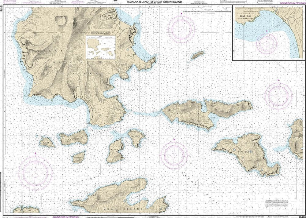 Nautical Chart-16478 Tagalak Island-great Sitkin Island, Sand Bay-northeast Cove - Puzzle
