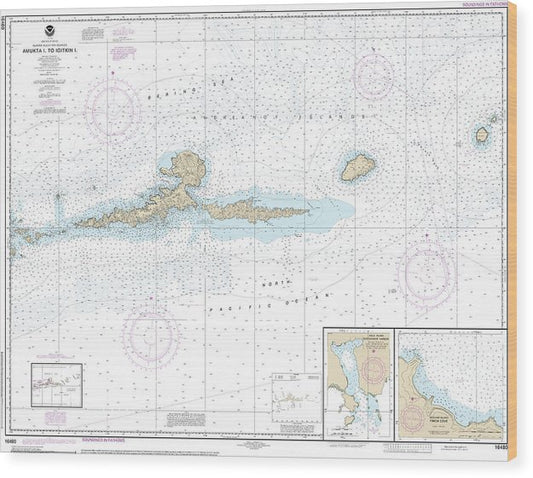 Nautical Chart-16480 Amkta Island-Igitkin Island, Finch Cove Seguam Island, Sviechnikof Harbor, Amilia Island Wood Print